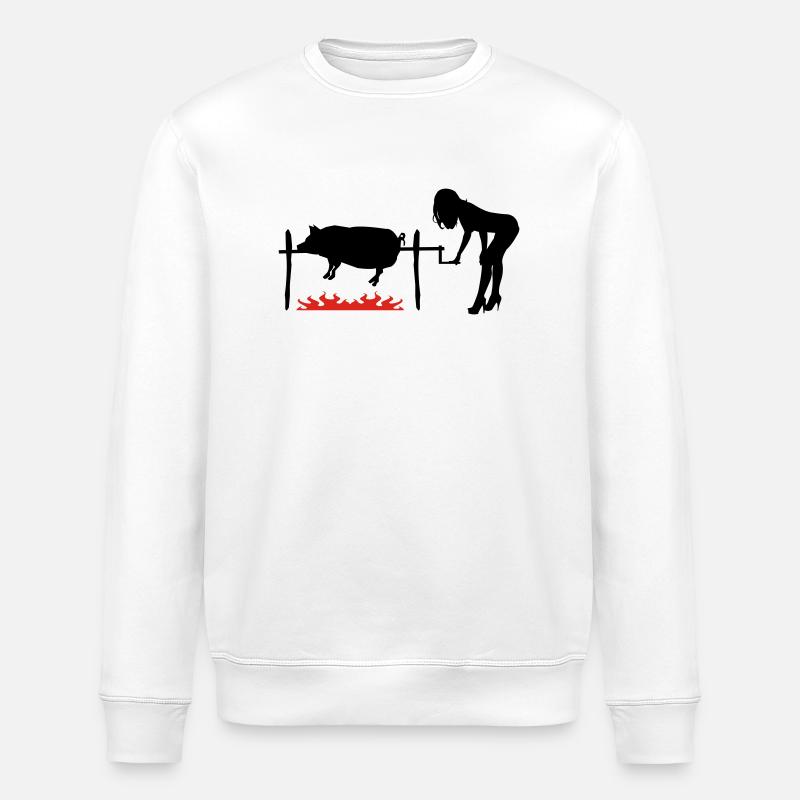 BBQ pork - Stanley/Stella ROLLER Unisex Organic Sweatshirt - white