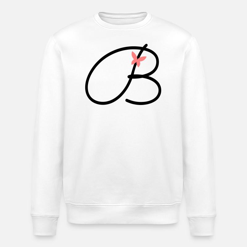 Letter B Initial Letter Butterfly - Stanley/Stella ROLLER Unisex Organic Sweatshirt - white