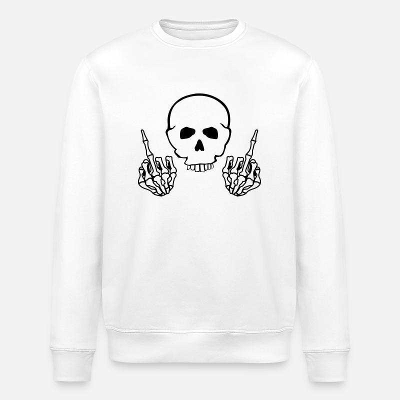 totenkopf_mittelfinger - Stanley/Stella ROLLER Unisex Organic Sweatshirt - white