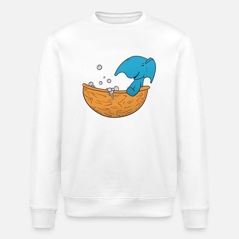 Elephant Bathing - Stanley/Stella ROLLER Unisex Organic Sweatshirt - white