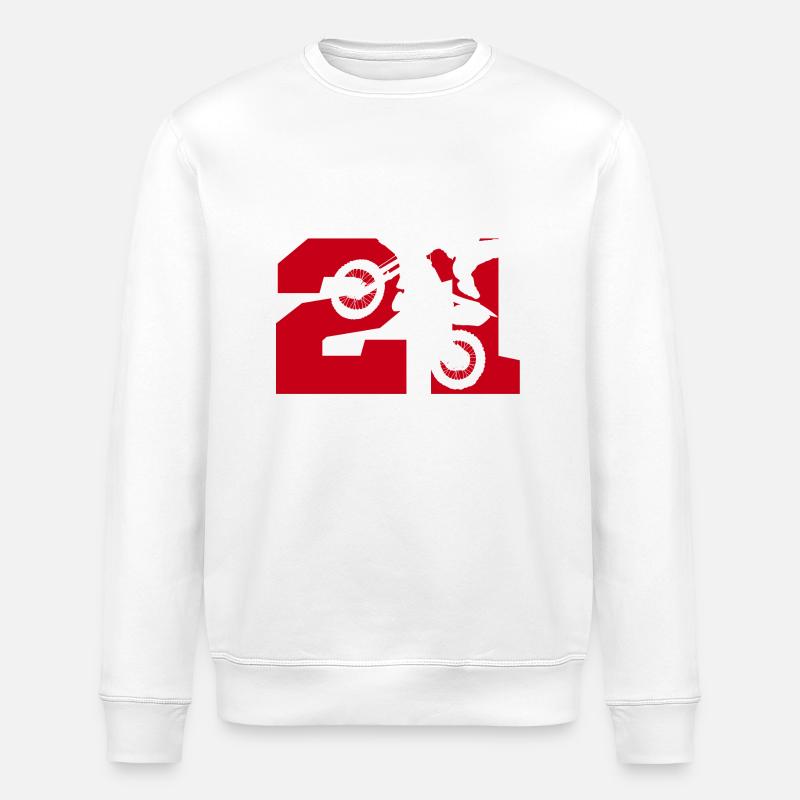 Moto 21 motard - Sweat bio ROLLER Stanley/Stella Unisexe - blanc