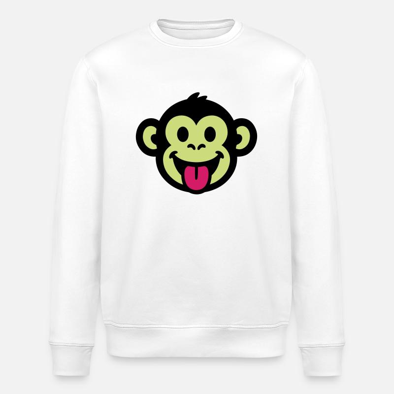 Monkey Funny Comic - Stanley/Stella ROLLER Unisex Organic Sweatshirt - white