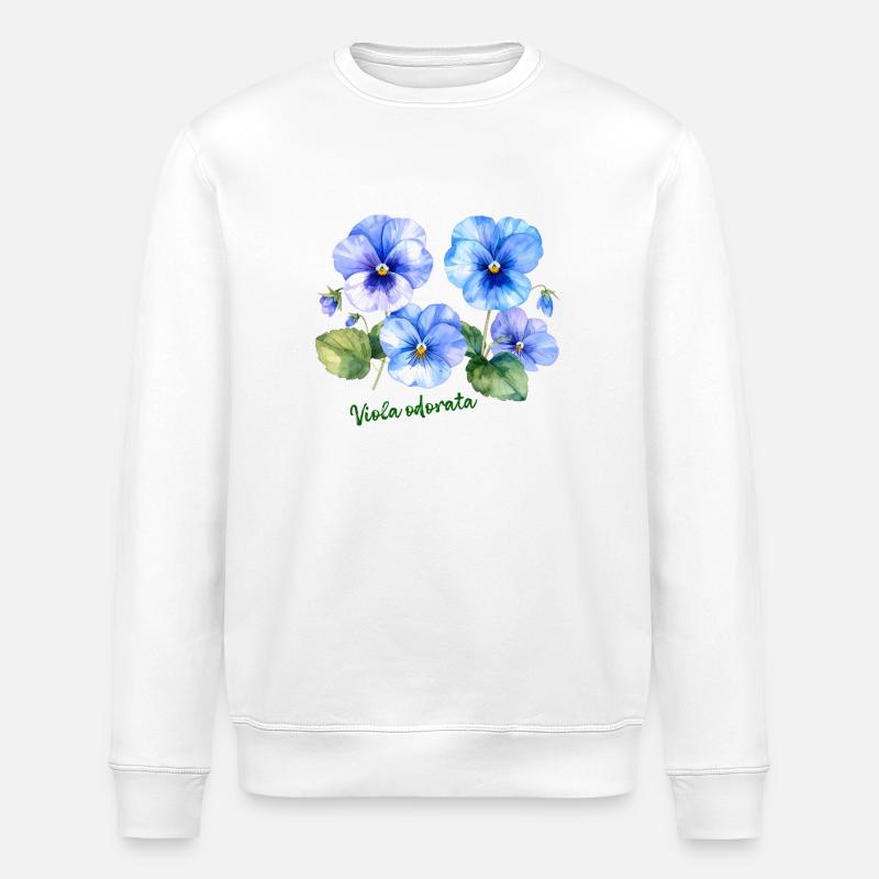 Viola odorata - botanical illustration - Stanley/Stella ROLLER Unisex Organic Sweatshirt - white