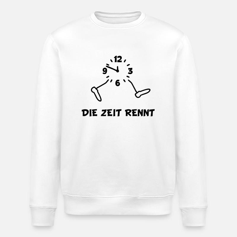Uhr - Zeit Rennt - Stanley/Stella Unisex Bio-Sweatshirt ROLLER - Weiß