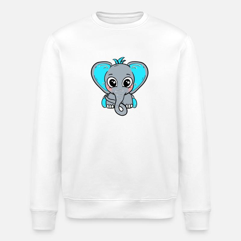 Bébé éléphant garçon bleu - Sweat bio ROLLER Stanley/Stella Unisexe - blanc