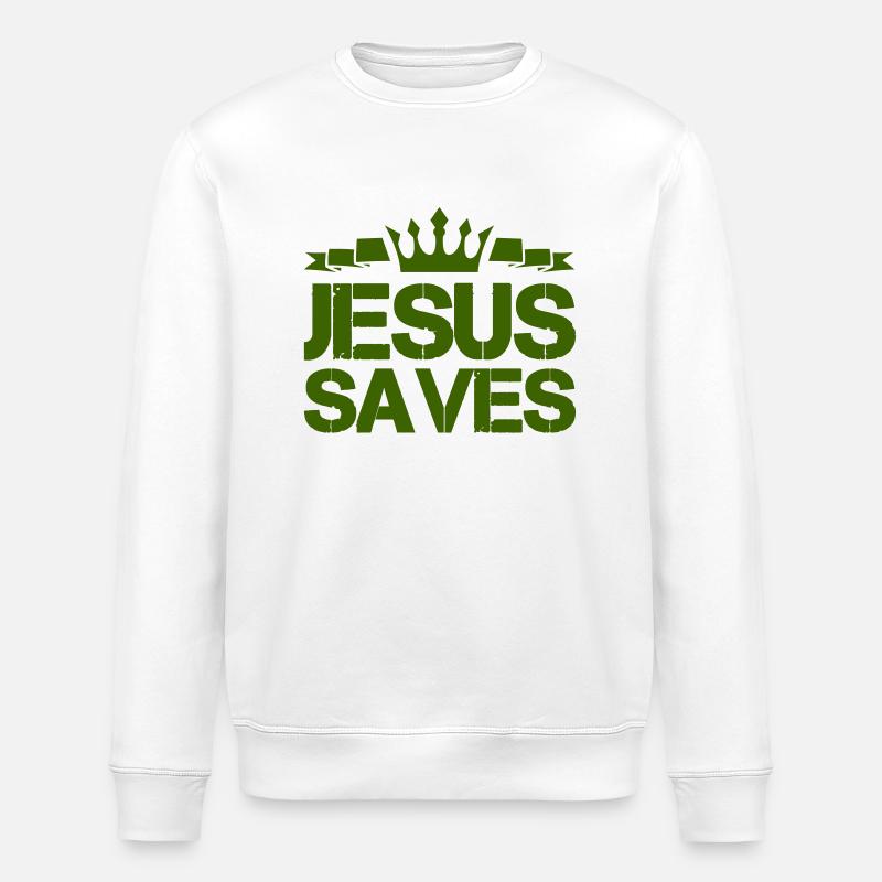 jesus saves - Stanley/Stella Unisex Bio-Sweatshirt ROLLER - Weiß