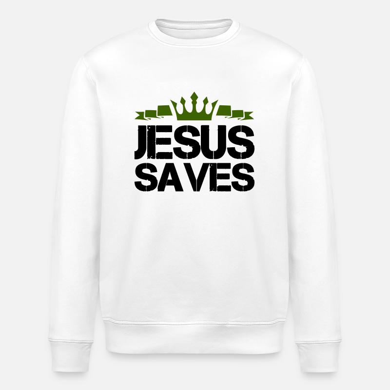 jesus saves - Stanley/Stella Unisex Bio-Sweatshirt ROLLER - Weiß