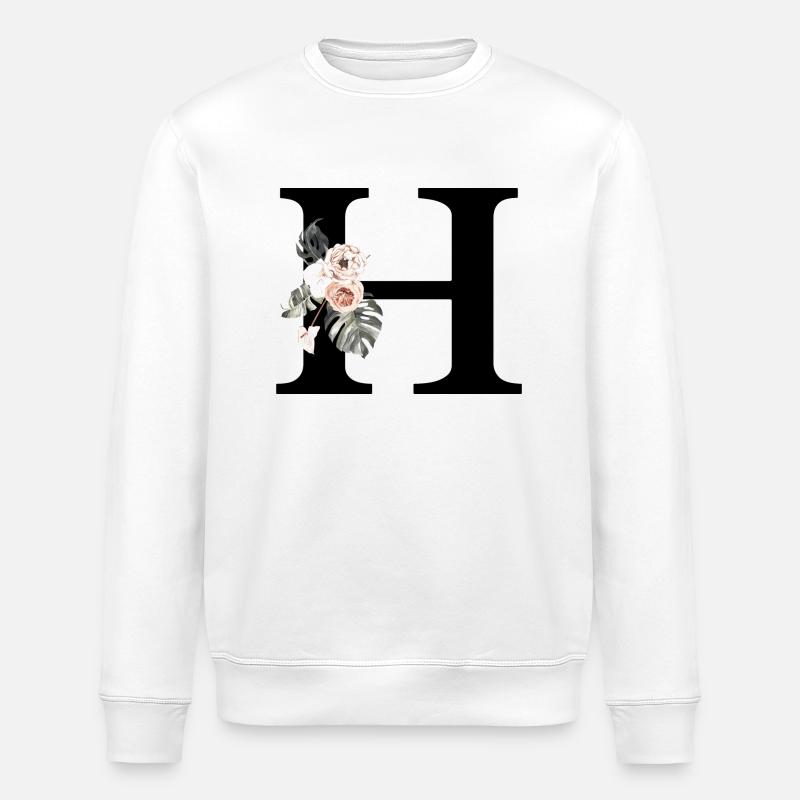Tropischer Blumenbuchstabe H - Stanley/Stella Unisex Bio-Sweatshirt ROLLER - Weiß