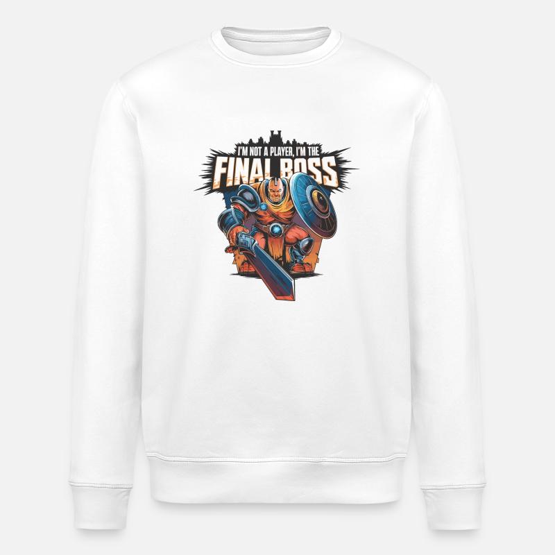 I'm the FinalBoss – Powerful Character - Stanley/Stella ROLLER Unisex Organic Sweatshirt - white