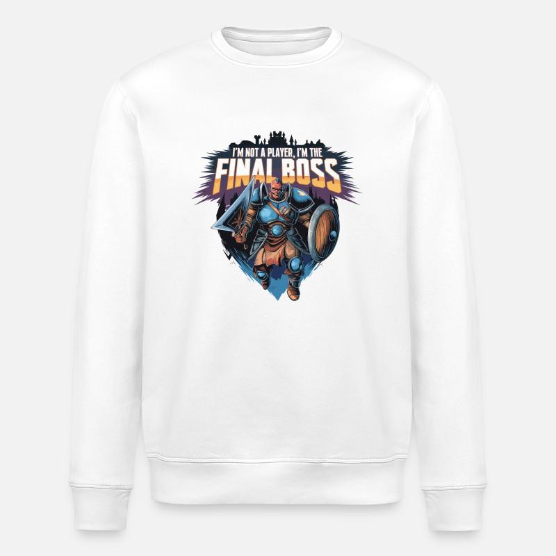 I'm the FinalBoss – Mächtiger Charakter - Stanley/Stella Unisex Bio-Sweatshirt ROLLER - Weiß