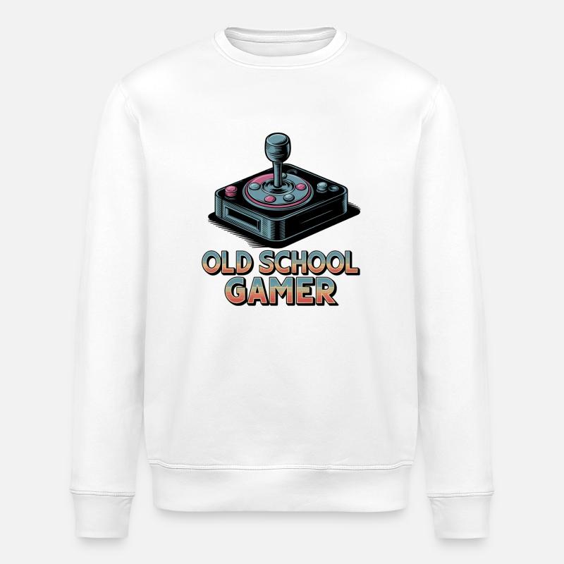 Old School Gamer – Retro-Joystick - Stanley/Stella Unisex Bio-Sweatshirt ROLLER - Weiß