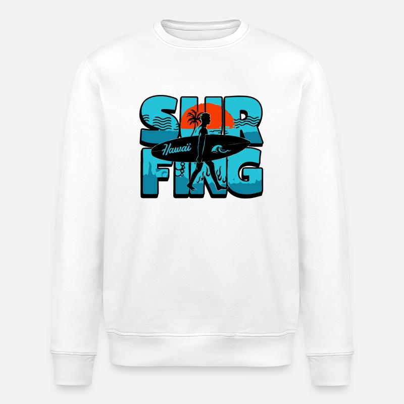 Surfen auf Hawaii - Stanley/Stella Unisex Bio-Sweatshirt ROLLER - Weiß