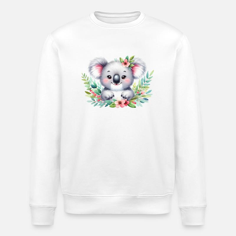 Illustration à l’aquarelle Koala - Sweat bio ROLLER Stanley/Stella Unisexe - blanc