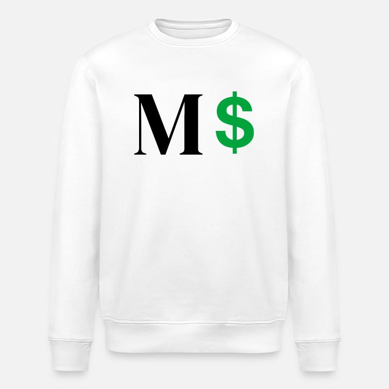 Lettre m dollar - Sweat bio ROLLER Stanley/Stella Unisexe - blanc
