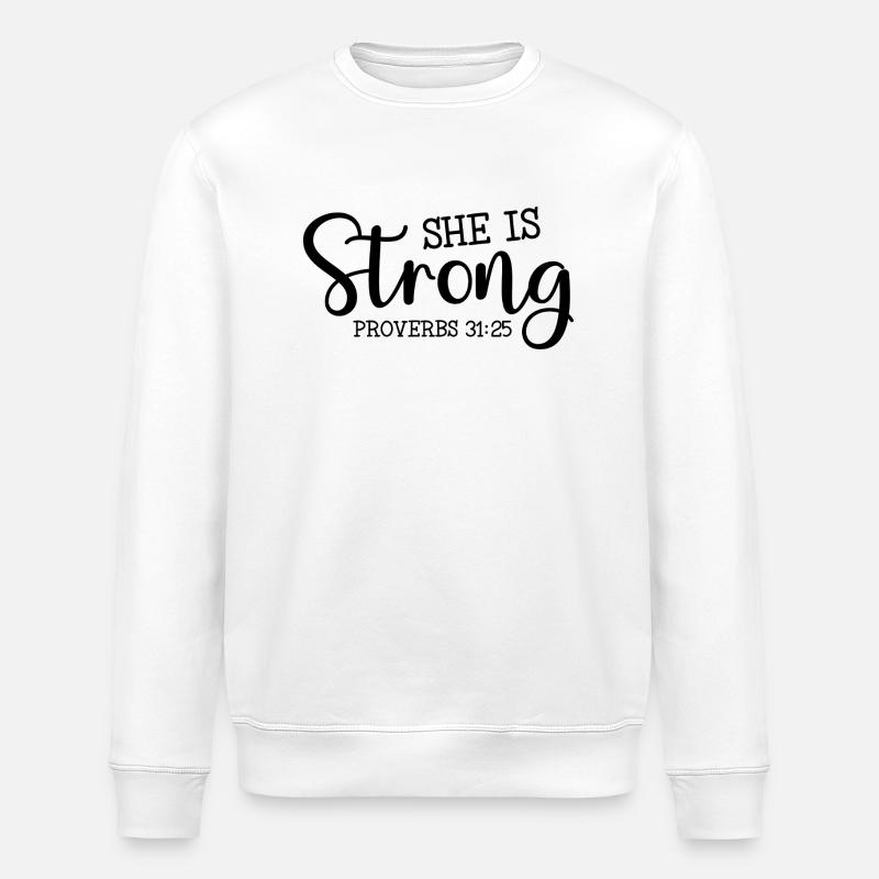 She's strong - Stanley/Stella ROLLER Unisex Organic Sweatshirt - white