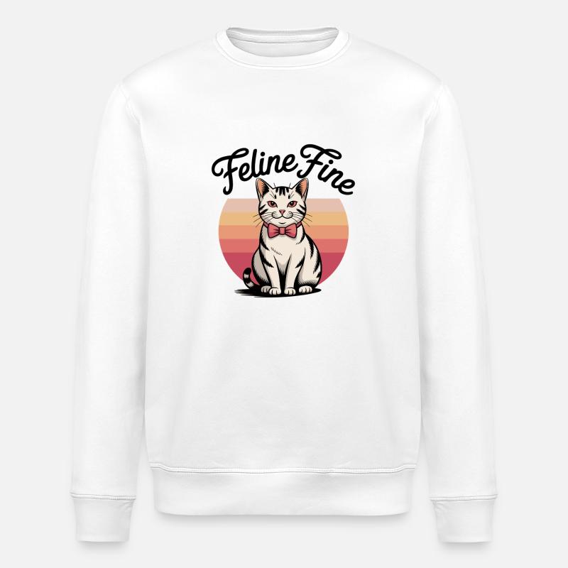 Feline Fine – Chat Sunset Rétro - Sweat bio ROLLER Stanley/Stella Unisexe - blanc