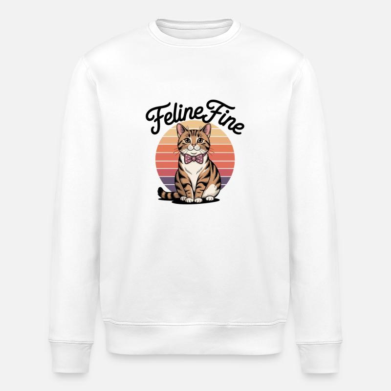 Feline Fine – Chat Sunset Rétro - Sweat bio ROLLER Stanley/Stella Unisexe - blanc
