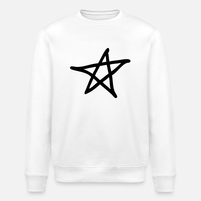 Pentacle - Devil - 666 - Star - Stanley/Stella ROLLER Unisex Organic Sweatshirt - white