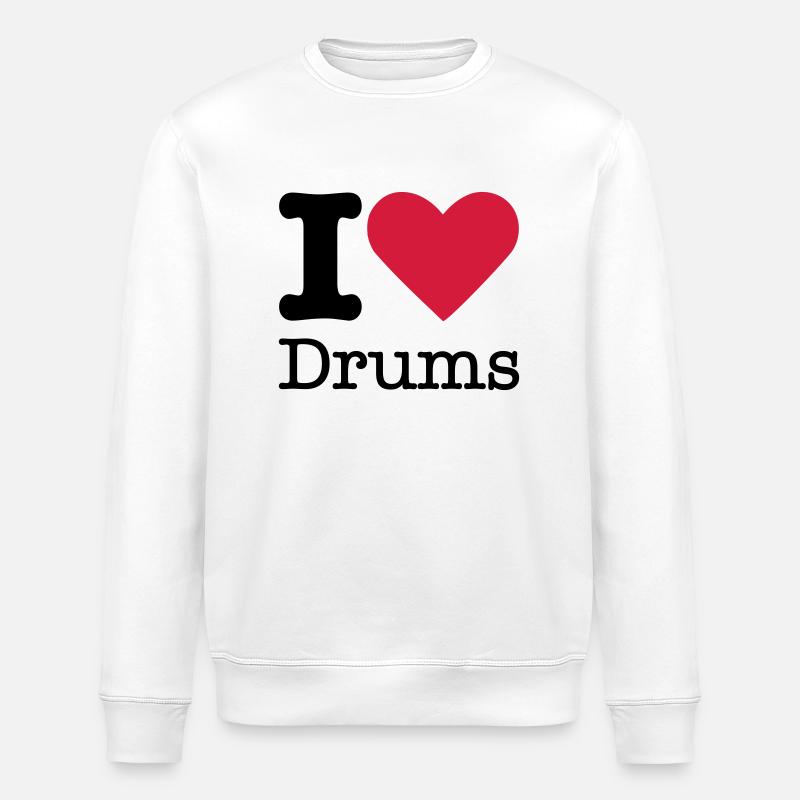 I Love Drums - Stanley/Stella ROLLER Unisex Organic Sweatshirt - white