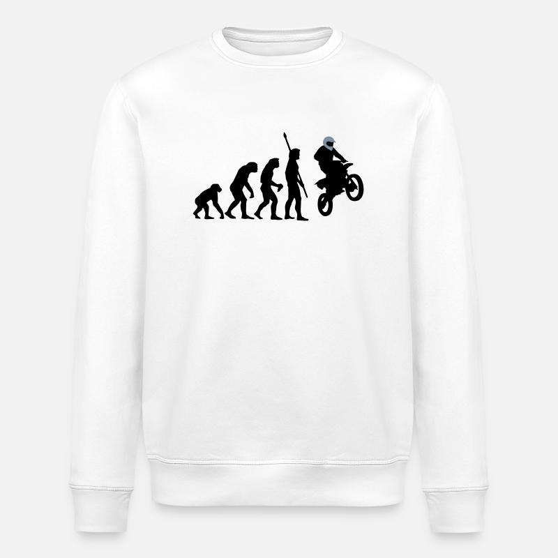 evolution_motorbike_stunt_a_2c - Stanley/Stella ROLLER Unisex Organic Sweatshirt - white
