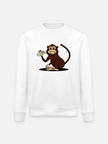 monkey funny loving wave - Stanley/Stella ROLLER Unisex Organic Sweatshirt - white