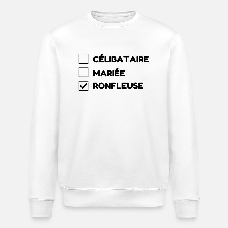 Ronfler / Ronfleur / Ronfleuse / Ronflement - Sweat bio ROLLER Stanley/Stella Unisexe - blanc