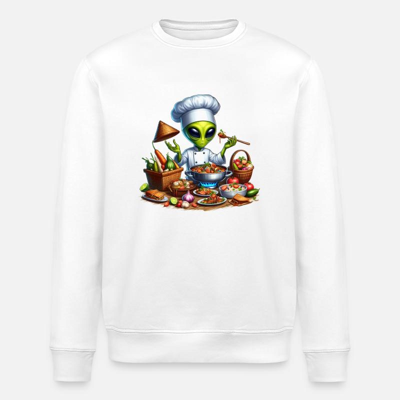 Alien am Kochen - Stanley/Stella Unisex Bio-Sweatshirt ROLLER - Weiß