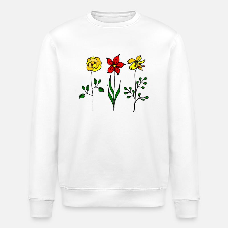 Flowers - Stanley/Stella ROLLER Unisex Organic Sweatshirt - white