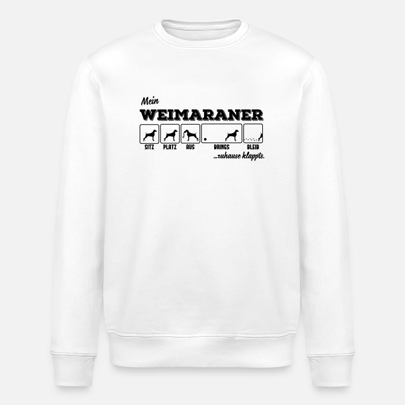 Mein Weimaraner - zuhause klappts - Stanley/Stella Unisex Bio-Sweatshirt ROLLER - Weiß