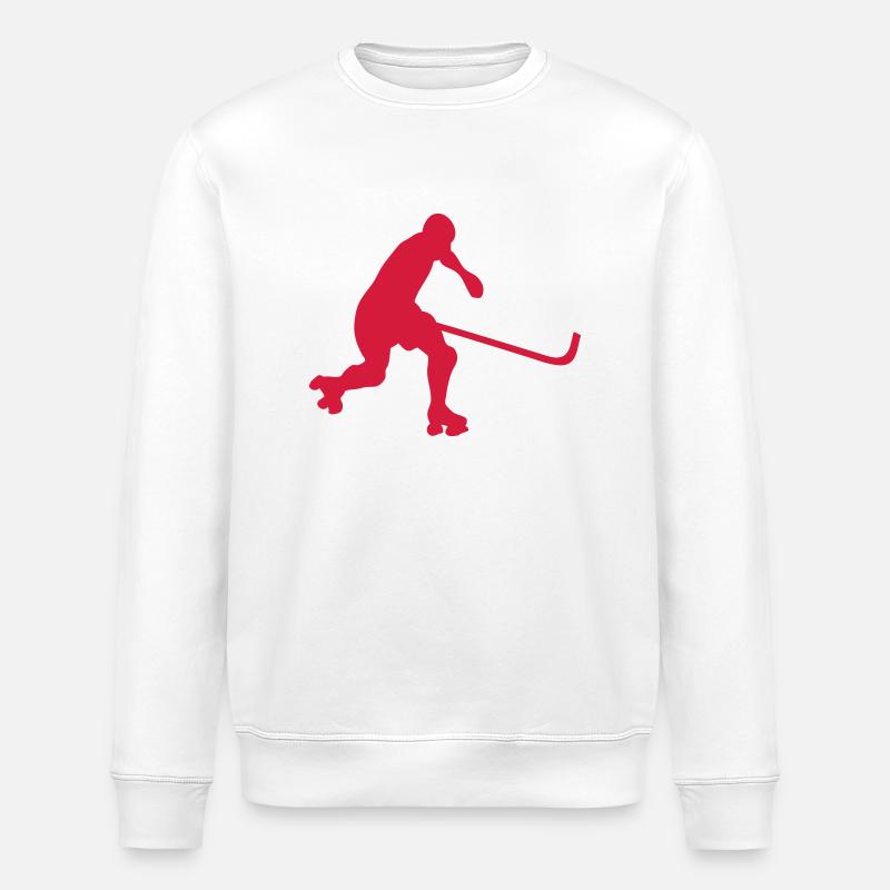 Rollhockey Silhouette player2 - Stanley/Stella Unisex Bio-Sweatshirt ROLLER - Weiß