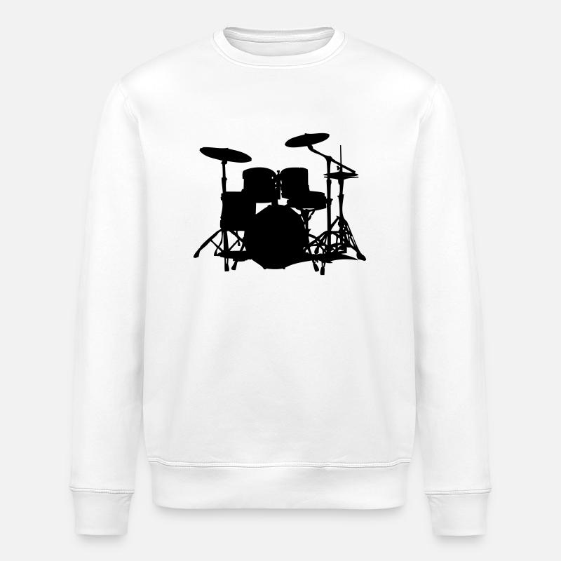 drums - Stanley/Stella ROLLER Unisex Organic Sweatshirt - white