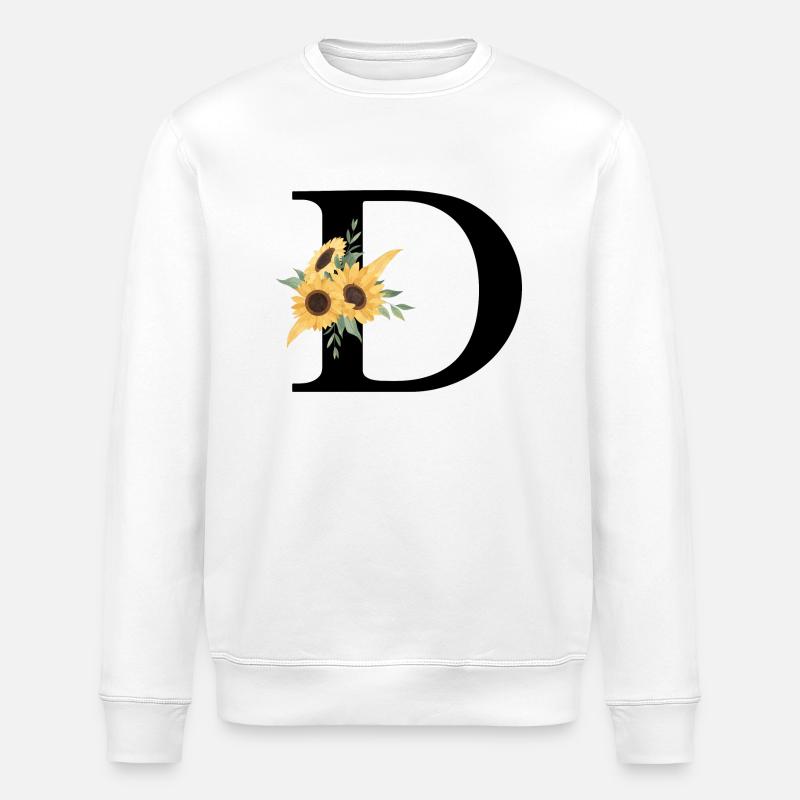 Blumenbuchstabe D Sonnenblume - Stanley/Stella Unisex Bio-Sweatshirt ROLLER - Weiß
