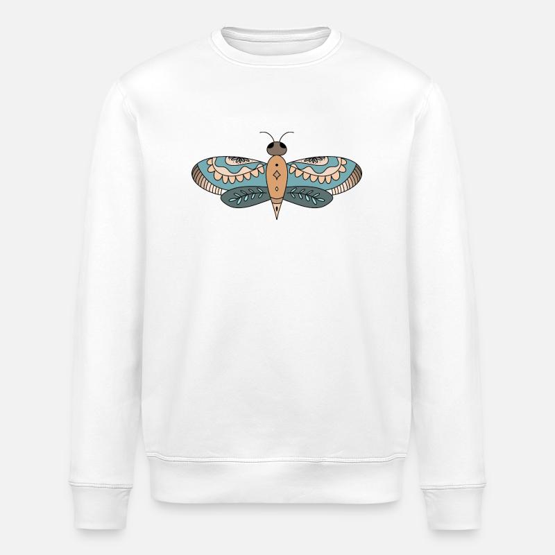 Mandala papillon floral - Sweat bio ROLLER Stanley/Stella Unisexe - blanc