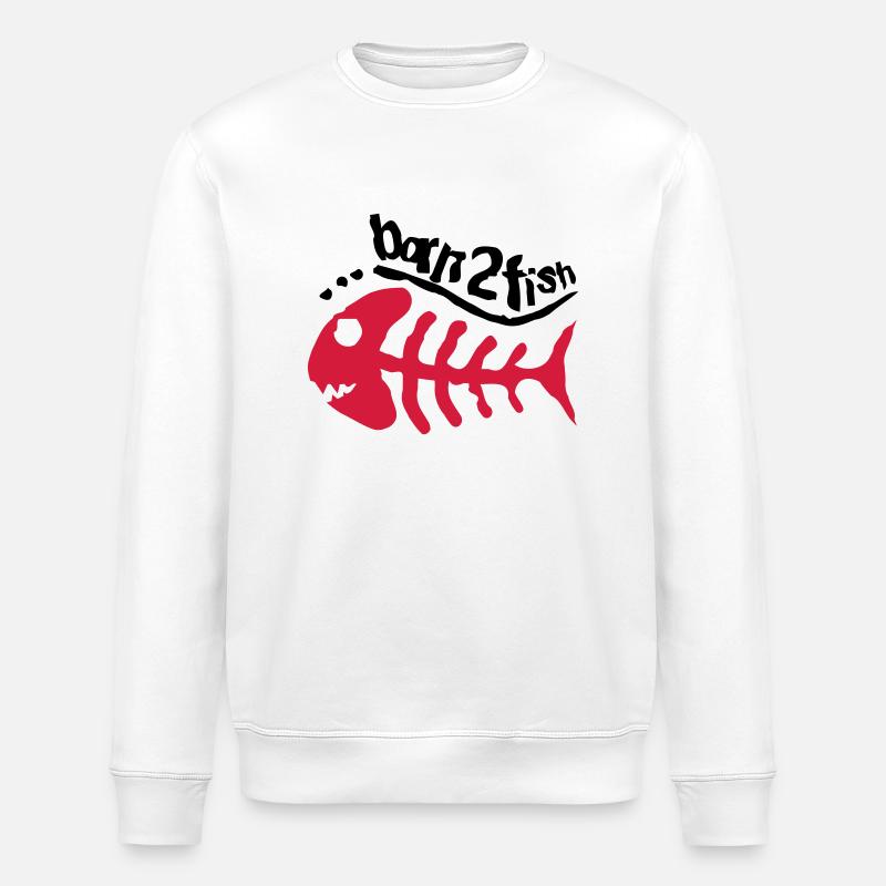 born_2_fish_red_f2 - Stanley/Stella Unisex Bio-Sweatshirt ROLLER - Weiß