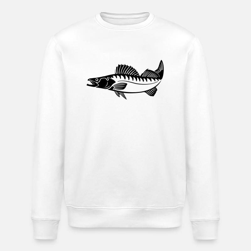 Zander (pikeperch) - Stanley/Stella ROLLER Unisex Organic Sweatshirt - white