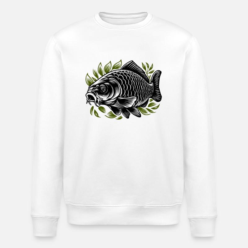 Carpe dans l’herbe noir-vert - Sweat bio ROLLER Stanley/Stella Unisexe - blanc