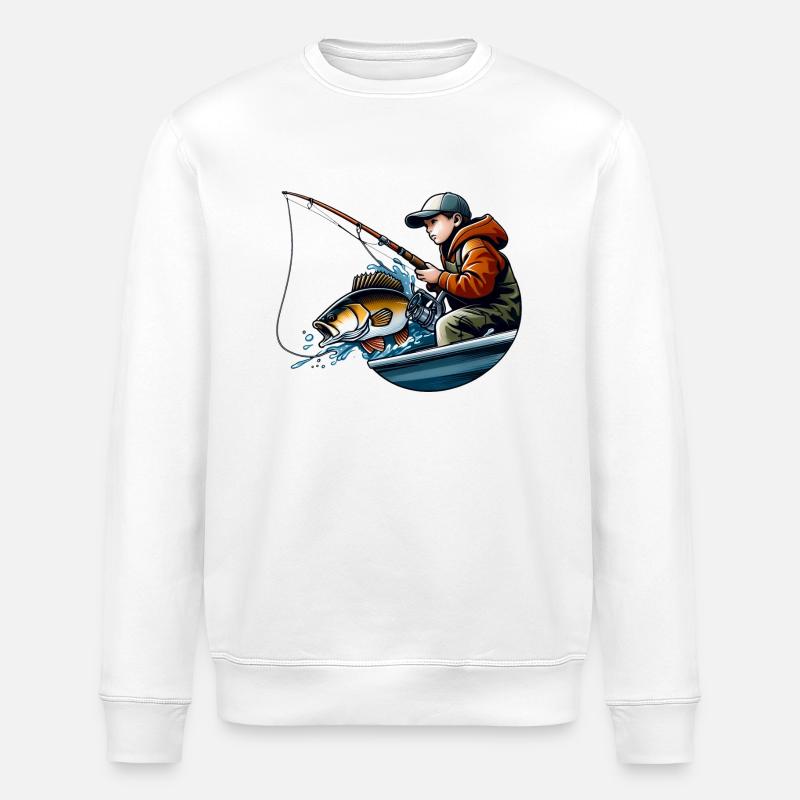 Pêche Jeune Pêcheur - Instant Naturel - Sweat bio ROLLER Stanley/Stella Unisexe - blanc