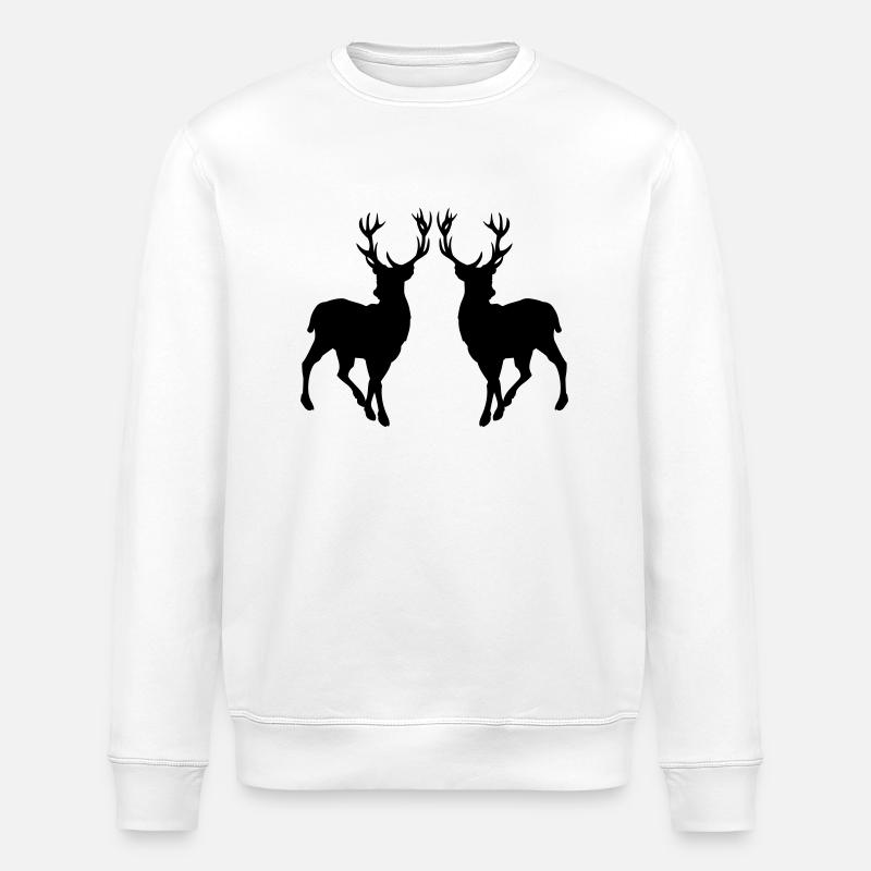 Deer Silhouette 02 - Stanley/Stella ROLLER Unisex Organic Sweatshirt - white