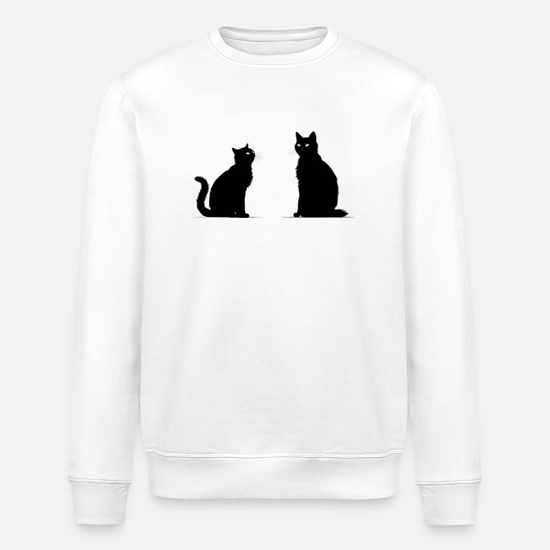 Silhouette noire de deux chats. - Sweat bio ROLLER Stanley/Stella Unisexe - blanc