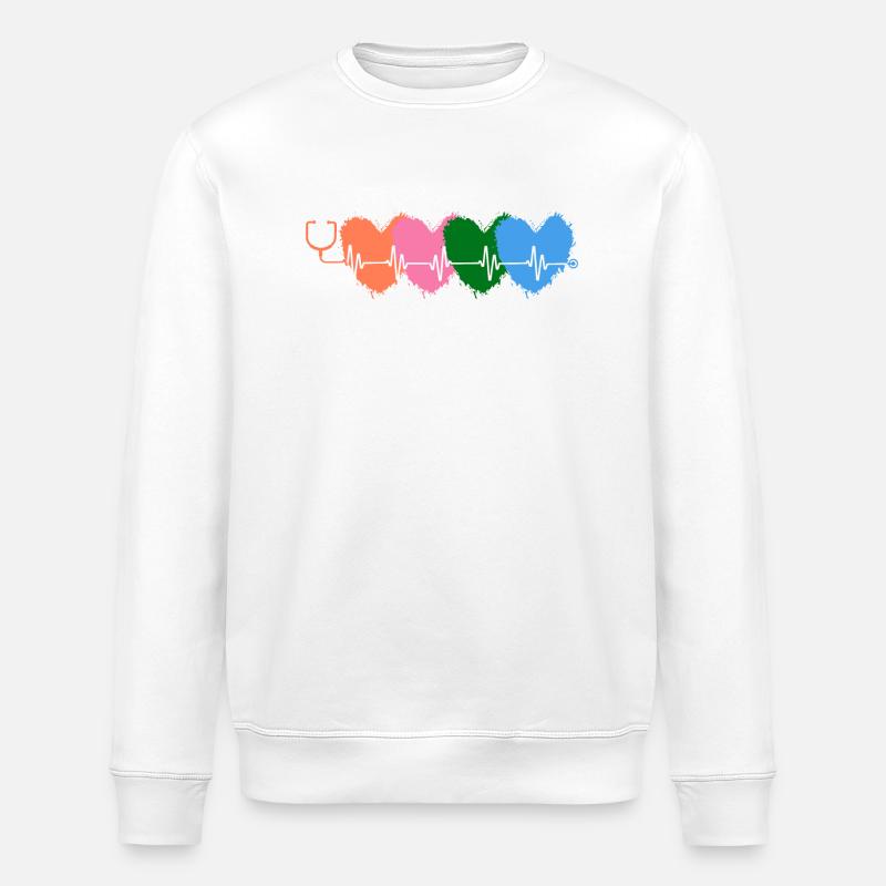 Krankenschwester - Krankenschwester - Herzschlag - Stanley/Stella Unisex Bio-Sweatshirt ROLLER - Weiß