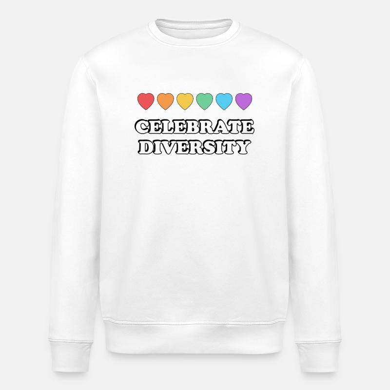 Célébrez la diversité Rainbow Hearts - Sweat bio ROLLER Stanley/Stella Unisexe - blanc