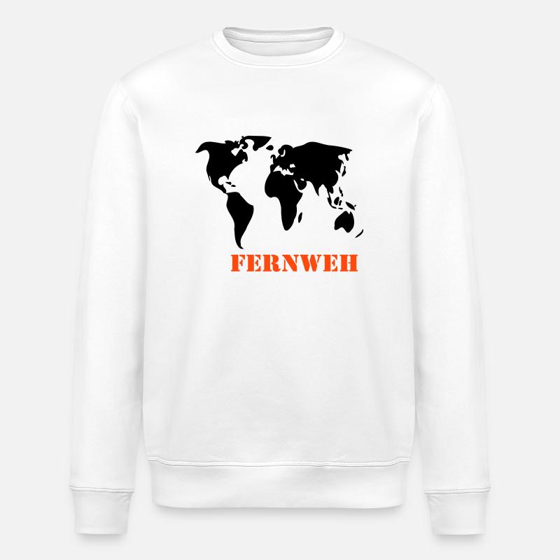 World Map Wanderlust - Stanley/Stella ROLLER Unisex Organic Sweatshirt - white