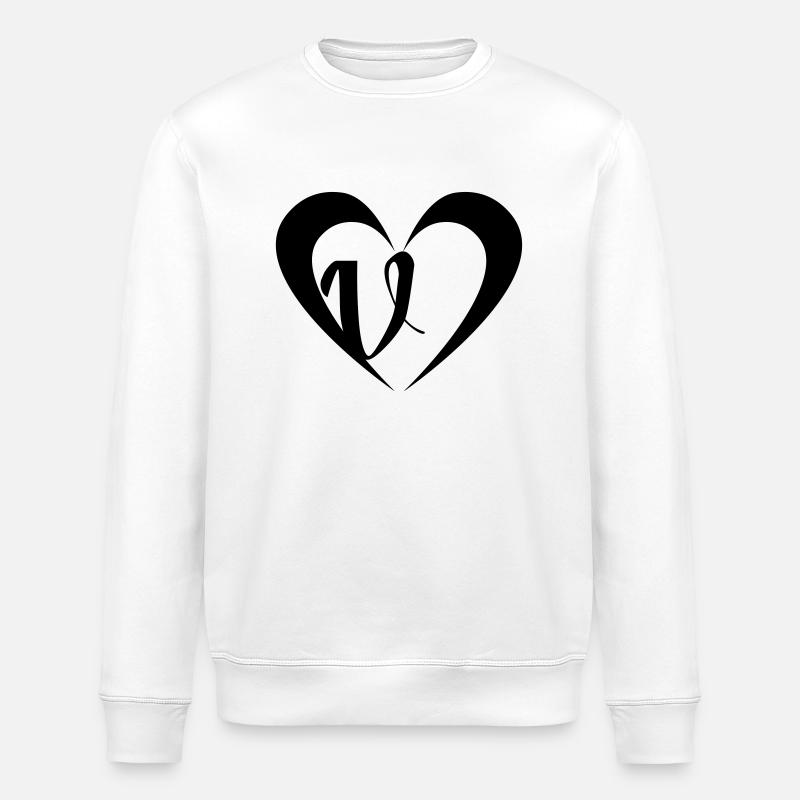 Herz mit V - Stanley/Stella Unisex Bio-Sweatshirt ROLLER - Weiß