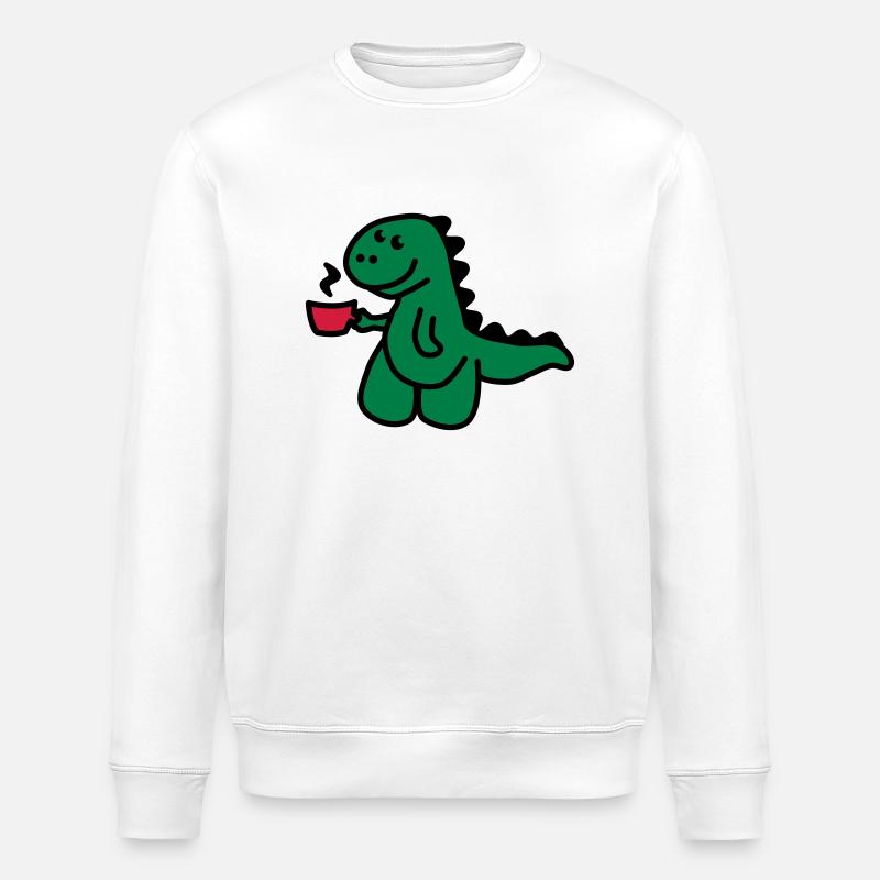T-Rex liebt seinen Kaffee - Stanley/Stella Unisex Bio-Sweatshirt ROLLER - Weiß
