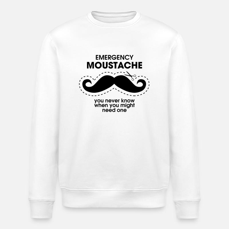Emergency Moustache - Stanley/Stella ROLLER Unisex Organic Sweatshirt - white