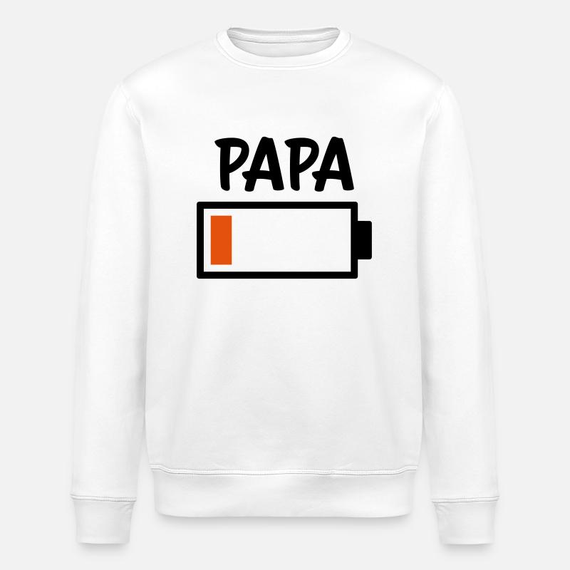 Dad - Battery empty - Stanley/Stella ROLLER Unisex Organic Sweatshirt - white