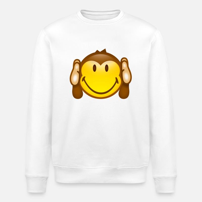 Smiley Monkey No hearing - Stanley/Stella Unisex Bio-Sweatshirt ROLLER - Weiß