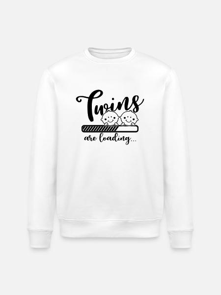 Twins are loading-twins-pregnancy baby - Stanley/Stella ROLLER Unisex Organic Sweatshirt - white