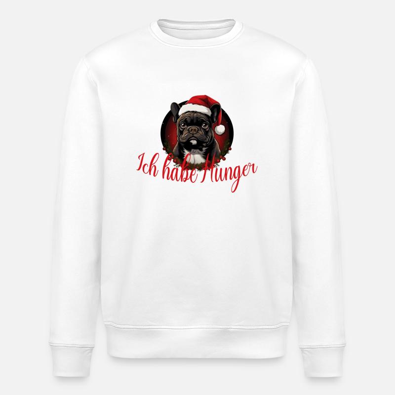 Bouledogue français Noël toujours faim - Sweat bio ROLLER Stanley/Stella Unisexe - blanc