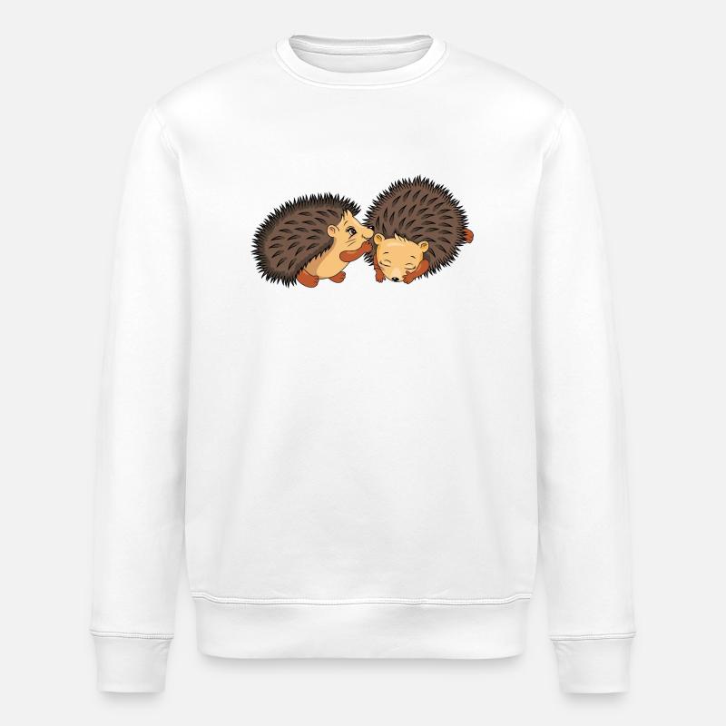 Two cute hedgehogs - Stanley/Stella ROLLER Unisex Organic Sweatshirt - white
